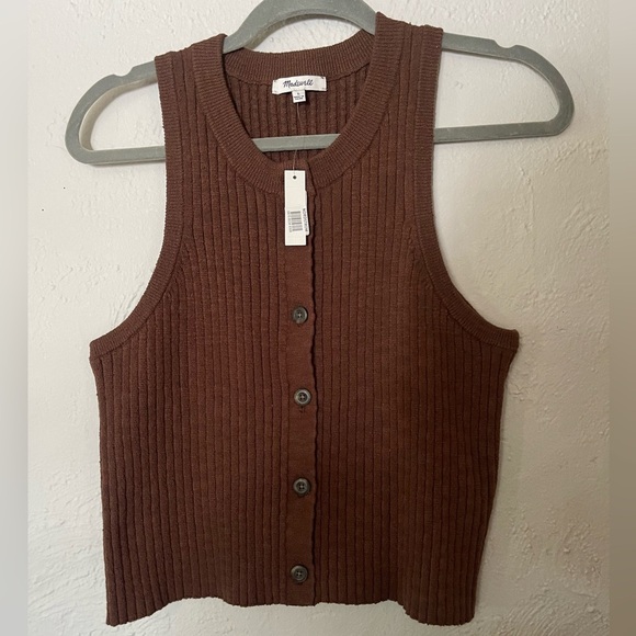 Madewell Kendale Button-Front Crop Sweater Tank - Picture 3 of 8